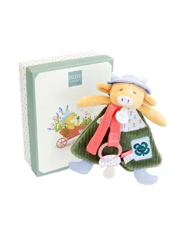 Doudou Darčeková sada Plyšová kravička Aneth s úchytom na cumlík 19 cm / od 0 mesiacov
