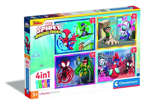 Clementoni PUZZLE Spidey a jeho úžasní priatelia 4v1 / 12+16+20+24 dielikov / od 3 rokov