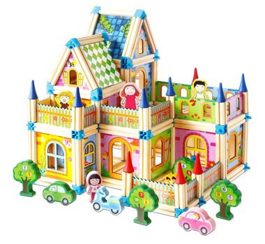 2Kids Toys Drevená stavebnica Zámok farebný / od 3 rokov