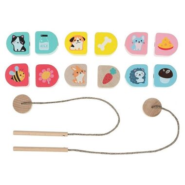 CUBIKA 15566 Čo jeme - navliekací set - 14 drevených dielov / od 3 rokov