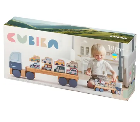 CUBIKA Pastel 15924 Kamión s autami - drevená skladačka / 12 dielov / od 18 mesiacov