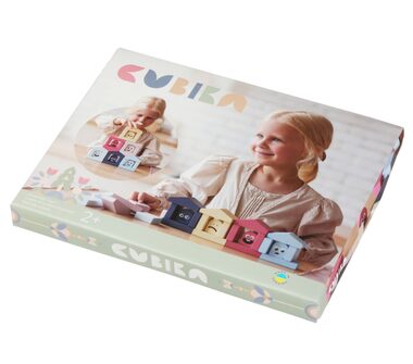 CUBIKA Pastel 15962 Farebné domčeky - drevená stavebnica / 30 dielov / od 2 rokov