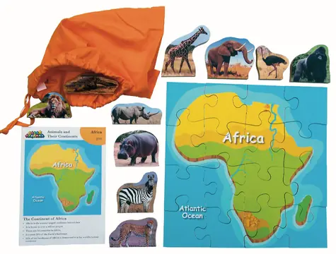 Just Jigsaws 770 Afrika a jej zvieratá - drevené puzzle 16 dielov a 10 zvierat / od 3 rokov