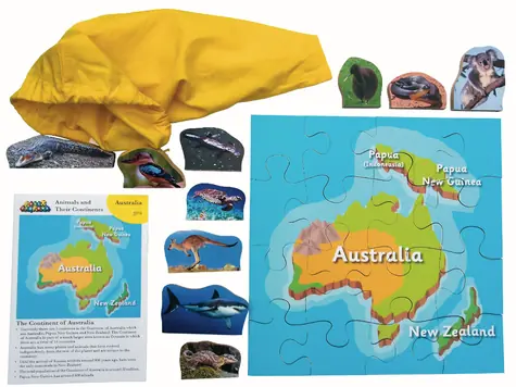 Just Jigsaws 774 Austrália a jej zvieratá - drevené puzzle 16 dielov a 10 zvierat / od 3 rokov