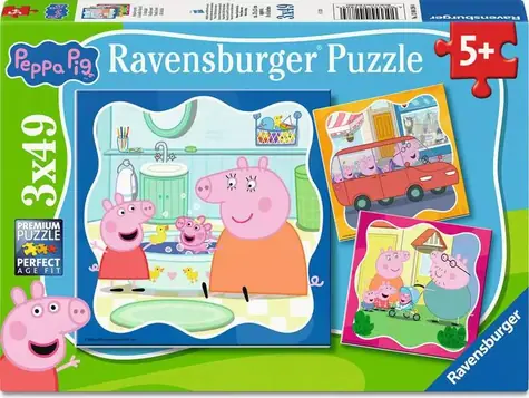 Ravensburger 120042884 Prasiatko Peppa 3x49 dielikov / vek od: 5 rokov / verzia: medzinárodná