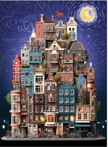 ANATOLIAN Puzzle Hviezdna noc v Amsterdame / 1000 dielikov / od 14 rokov