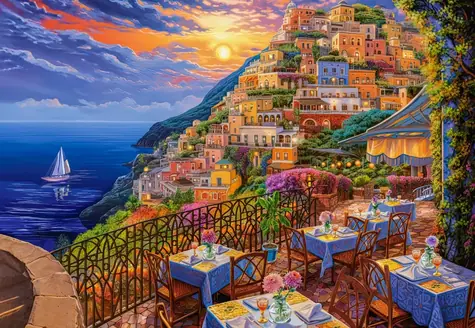 Castorland 152209-2 Puzzle Romantický večer v Positane / 1500 dielikov / od 9 rokov