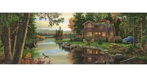 ART PUZZLE 4483 Panoramatické puzzle Odpočinok na chate / 1000 dielikov / od 15 rokov