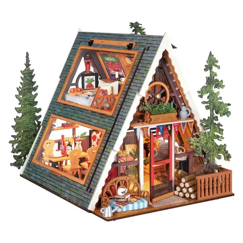 Robotime 3D drevená skladačka Miniatúra domčeka Útulná lesná chata / 336 dielikov / od 14 rokov