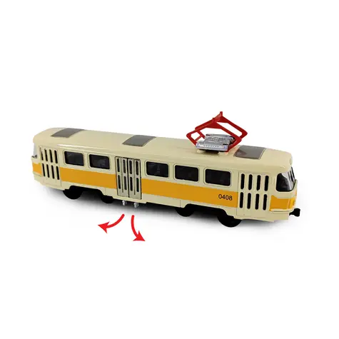 Rappa 254244 Kovová Česká retro električka žltá 16 cm-otváracie dvere / od 3 rokov
