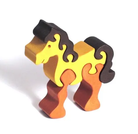 Fauna Drevené vkladacie puzzle z masívu malý kôň hnedý / od 3 rokov