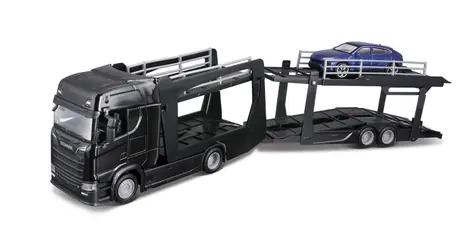 Bburago STREET FIRE Kamión s návesom Multicar Carrier Scania 770S + Lamborghini Urus 1:43 / od 3 rokov