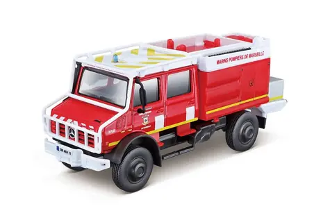 Bburago EMERGENCY Vozidlo záchrannej služby - Mercedes-Benz Unimog U5023 / 1:50 / od 3 rokov