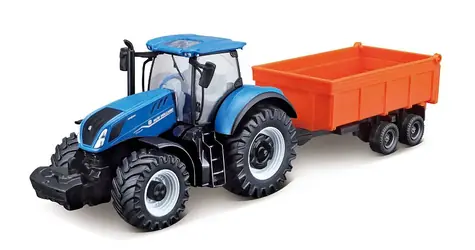 Bburago FARMLAND Traktor New Holland T7.315 HD s vyklápacím prívesom / 10 cm / od 3 rokov