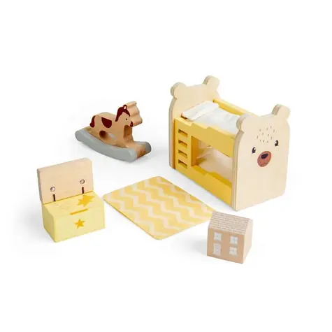 Bigjigs Toys Drevený nábytok do domčeka pre bábiky Detská izba / od 3 rokov