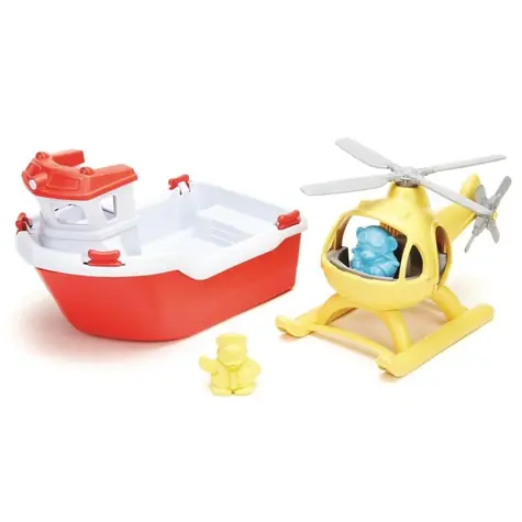Green Toys Záchranná loď s helikoptérou / od 2 rokov