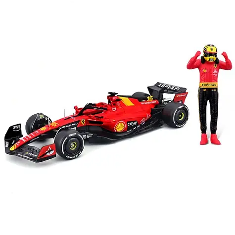 Bburago FORMULA RACING F1 Ferrari SF-23 (2023) s figúrkou jazdca #16 Charles Leclerc / 1:24 / od 14 rokov