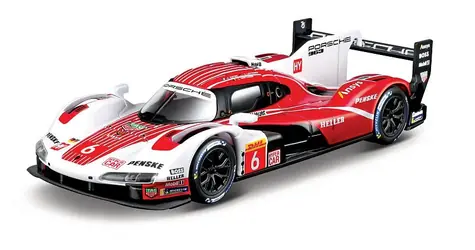 Bburago RACE Porsche 963 v dekoratívnom boxe biela-červená / 1:43 / od 14 rokov