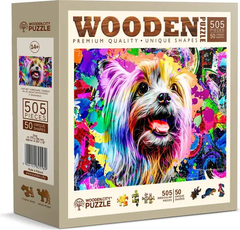 Wooden City Drevené puzzle Pop Art Yorkshirský teriér 505 dielikov / od 14 rokov