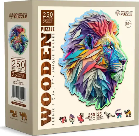 Wooden City Drevené puzzle Moderný lev 250 dielikov / od 10 rokov