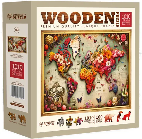 Wooden City Drevené puzzle Farebná mapa 1010 dielikov / od 14 rokov