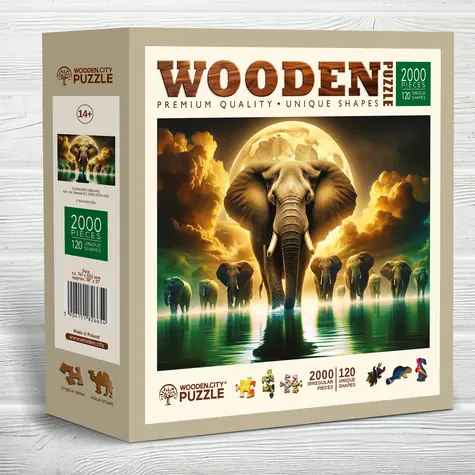 Wooden City Drevené puzzle Slonia sny 2000 dielikov / od 14 rokov