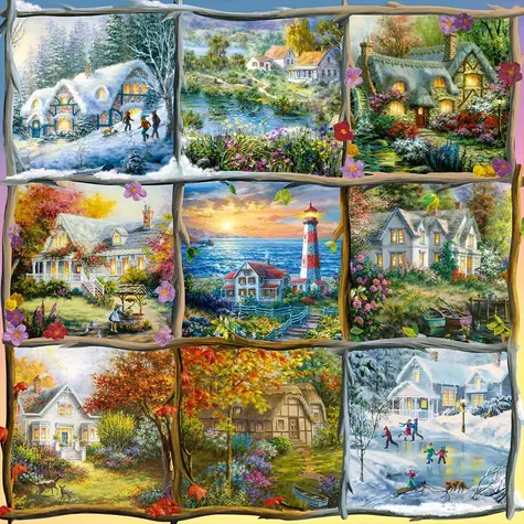 ALIPSON Štvorcové puzzle Koláž štyroch ročných období / 1000 dielikov / od 14 rokov