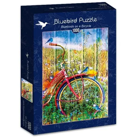BlueBird Puzzle Modrí vtáčiky na bicykli / 1000 dielikov / od 14 rokov