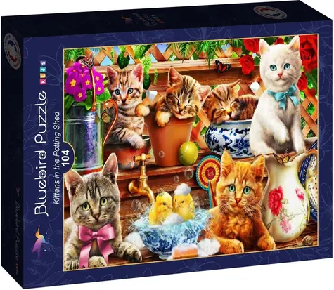 BlueBird Puzzle Mačiatka v kôlni / 104 dielikov / od 6 rokov