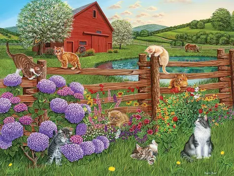 COBBLE HILL Puzzle Mačky na farme XL / 275 dielikov / od 9 rokov