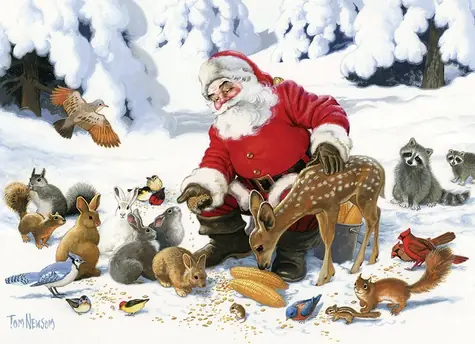 COBBLE HILL Rodinné puzzle Santa so zvieracími priateľmi / 350 dielikov / od 9 rokov