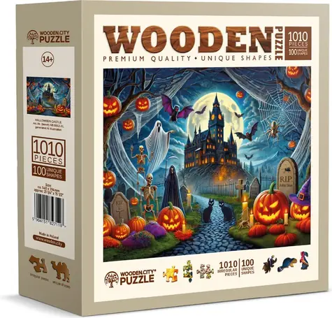 Wooden City Drevené puzzle Halloweensky hrad / 1010 dielikov / od 14 rokov