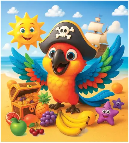 Wooden City Drevené puzzle Pirátsky papagáj / 20 dielikov / od 5 rokov