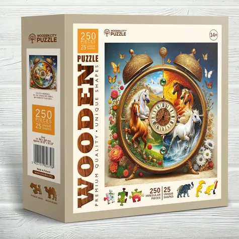 Wooden City Drevené puzzle Konské hodiny / 250 dielikov / od 14 rokov