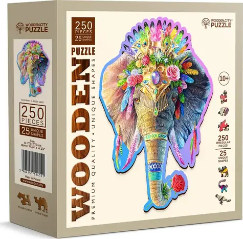 Wooden City Drevené puzzle Elegantný slon / 250 dielikov / od 10 rokov