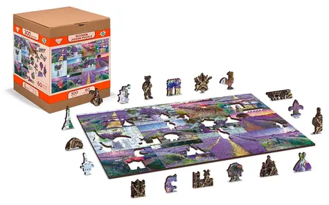 Wooden City Drevené puzzle Levanduľové Francúzsko 2v1 / 300 dielikov / EKO / od 8 rokov