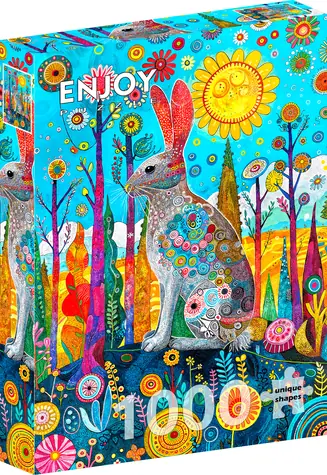ENJOY Puzzle Rozmarná zajačia krajina / 1000 dielikov / od 14 rokov