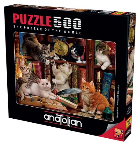 ANATOLIAN Puzzle Mačičky v knižnici / 500 dielikov / od 12 rokov
