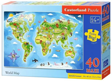 Castorland 040117 Puzzle Obrázková mapa sveta MAXI / 40 dielikov / od 4 rokov