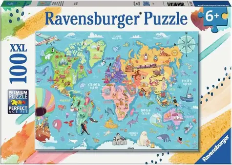 Ravensburger Puzzle Mapa sveta XXL / 100 dielikov / od 6 rokov
