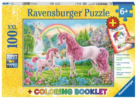 Ravensburger Puzzle Magickí jednorožci XXL + omaľovánky / 100 dielikov / od 6 rokov