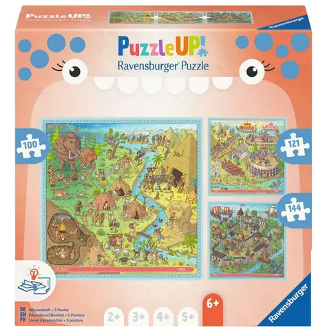 Ravensburger Puzzle UP! História - Doba kamenná, Staroveký Rím, Stredovek (100, 121 a 144 dielikov) / od 6 rokov