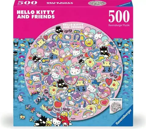 Ravensburger Okrúhle puzzle Hello Kitty a priatelia / 500 dielikov / od 12 rokov