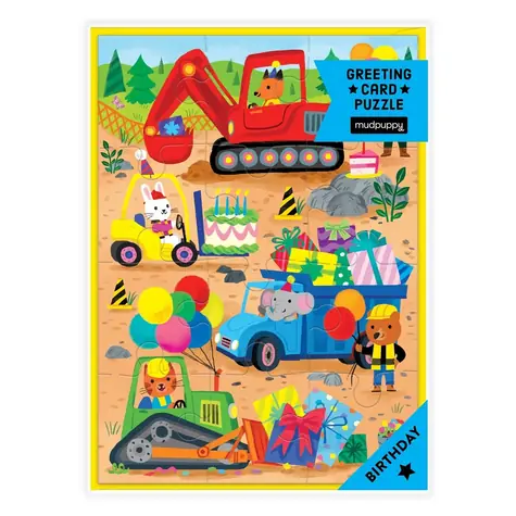 Mudpuppy Puzzle s blahoželaním Na stavenisku / 12 dielikov / od 3 rokov