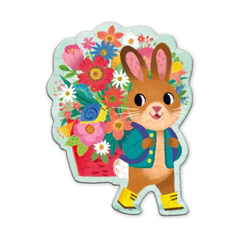 Mudpuppy Puzzle s blahoželaním Zajačik s kyticou / 48 dielikov / od 4 rokov