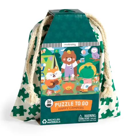 Mudpuppy Puzzle Veselí kempari v látkovom vrecúšku / 36 dielikov / od 3 rokov