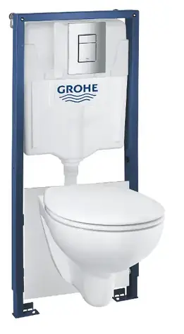 Grohe Solido - Set predstenovej inštalácie klozetu Bau Ceramic a sedátka softclose tlačidlo Skate Cosmopolitan chróm 