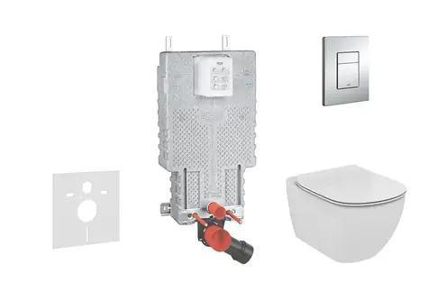 Grohe Uniset - Set predstenovej inštalácie klozetu a sedátka Ideal Standard Tesi tlačidla Skate Cosmopolitan chróm 