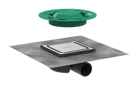 Hansgrohe RainDrain Spot - Podlahová vpusť s roštom 15x15 cm | kartáčovaná nerez 