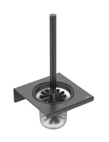 Ideal Standard ALU+ - WC kefa nástenná s držiakom | matné sklo/hodvábna čierna